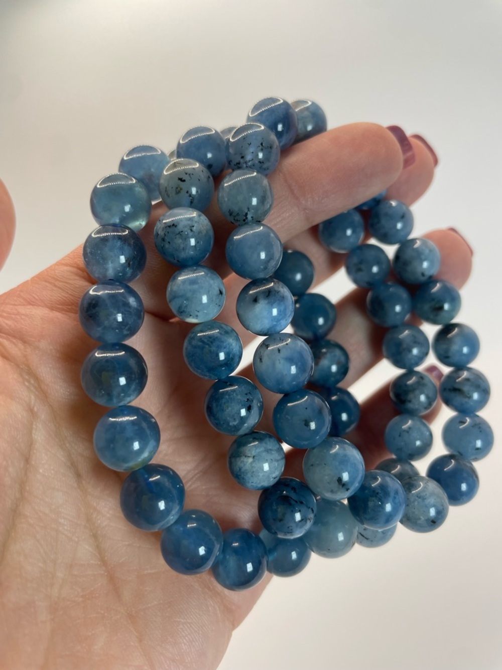 ONE Devil Aquamarine Beaded Bracelet Stack - 9.5-10mm (0093)